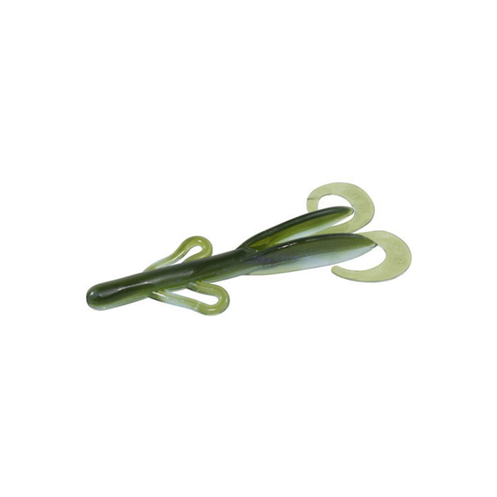 The Zoom Brush Hogs by Zoom are soft plastic baits shaped like lizards, featuring two curly tails and four small legs—ideal for attracting big bass.