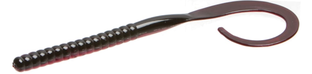 The Zoom Magnum Ol' Monster by Zoom is a soft plastic fishing lure with a ribbed body and supple tail, colored dark red or brown—ideal for attracting big fish.
