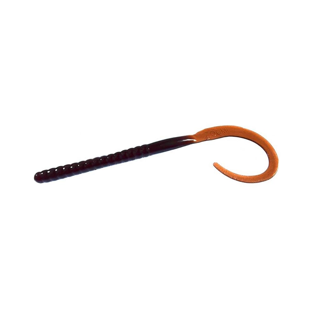 The Zoom Ol' Monster by Zoom is a brown plastic big worm fishing lure with a ribbed straight body and long curled tail, designed to mimic a worm and attract large bass—perfect for tournament anglers.