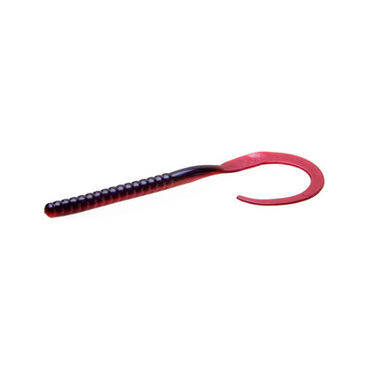 The Zoom Ol' Monster by Zoom is a soft plastic big worm lure in dark purple with a ribbed body and large curled tail, ideal for tournament anglers after big bass. Shown isolated on a white background.