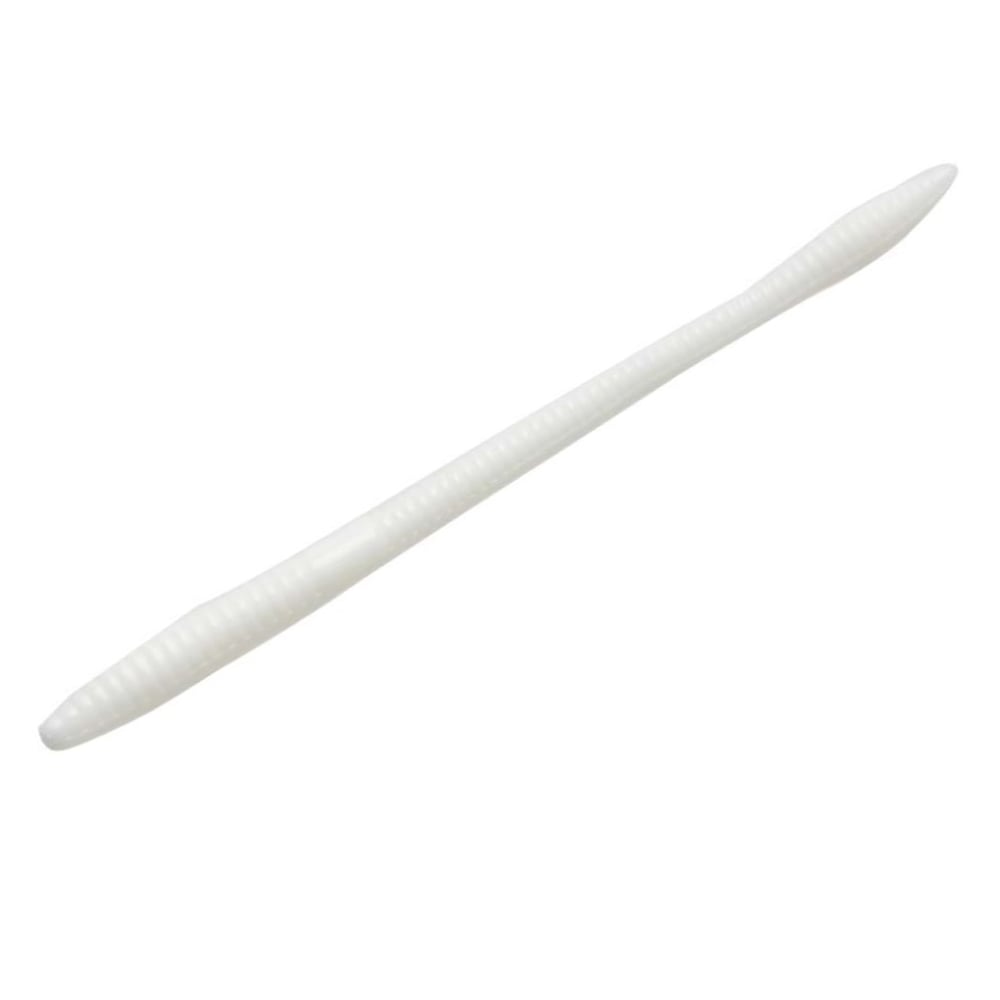 A white, double-ended plastic tool with pointed, tapered ends used for precise nail care and cleaning resembles the streamlined design of Zoom's Trick Worms.