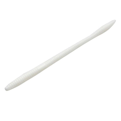 A white, double-ended plastic tool with pointed, tapered ends used for precise nail care and cleaning resembles the streamlined design of Zoom's Trick Worms.