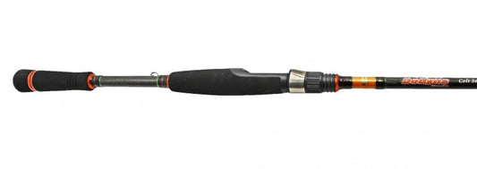 The Dobyns Colt 7'0" Med Light Spinning Rod features a black and orange design with a comfy grip, ideal for bass fishing and specially crafted for catfish.