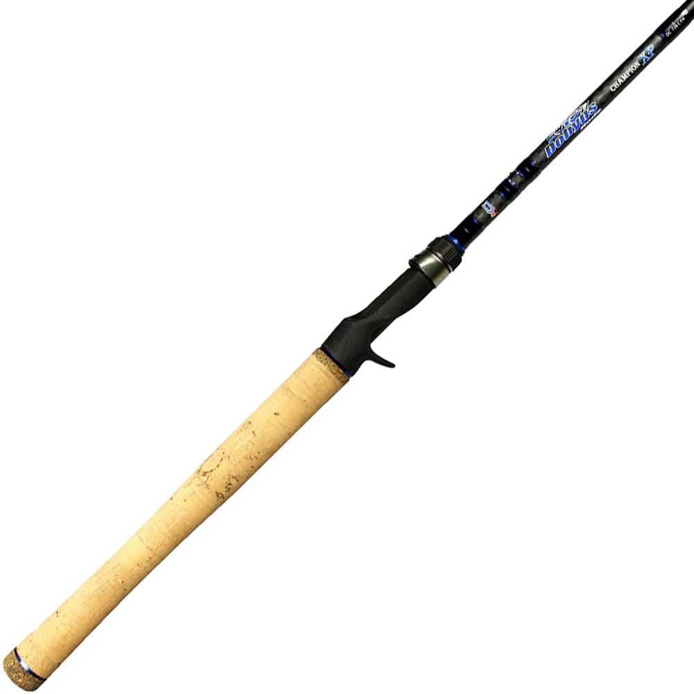 The Dobyns Champion XP 7'6" Heavy Casting Rod features a black reel seat, long cork handle, and Fuji Guides for precision.