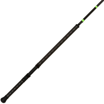 The G. Loomis E6X Salmon 1264-2C SAR BC GH 10'6" Medium Heavy Casting Rod features MultiTaper Technology, a textured handle, green accents, and a reel seat, all shown against a white background.