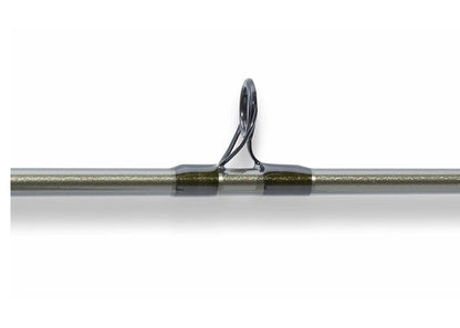 Close-up of a St. Croix Eyecon 8'6" Medium Telescoping Trolling Rod (ET86MMT) showing a single metal line guide against a white background.