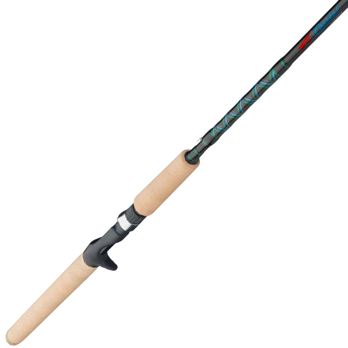 The Falcon Coastal Clear Water "Spoon and Plug" 6'10" Medium Heavy Casting Rod (SWC-610MHF) features a cork handle, black reel seat, blue/green thread wraps, and multi-directional carbon fiber for top coastal performance.