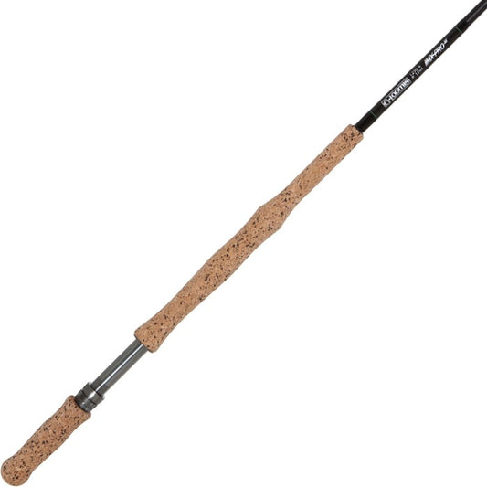 The G. Loomis IMX-PRO Musky 1290-4 9' 12wt Fly Rod features a cork handle, black reel seat, “Extreme” label near the grip, and durable chrome guides for smooth casting.
