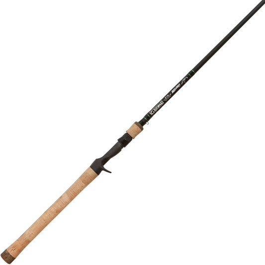 The G. Loomis IMX-PRO 841C CBR Casting Rod is a slim black rod with a long cork handle, black reel seat, trigger grip, white labeling near the reel seat, and a thin tapered tip—ideal for crankbait fishing.