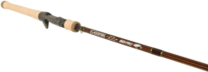 A G. Loomis IMX-PRO Lipless Crankbait 855C CBR 7'1" Medium Heavy Casting Rod is shown against a white background, featuring a cork handle, trigger grip, and green accent rings near the reel seat—perfect for lipless crankbait fishing.