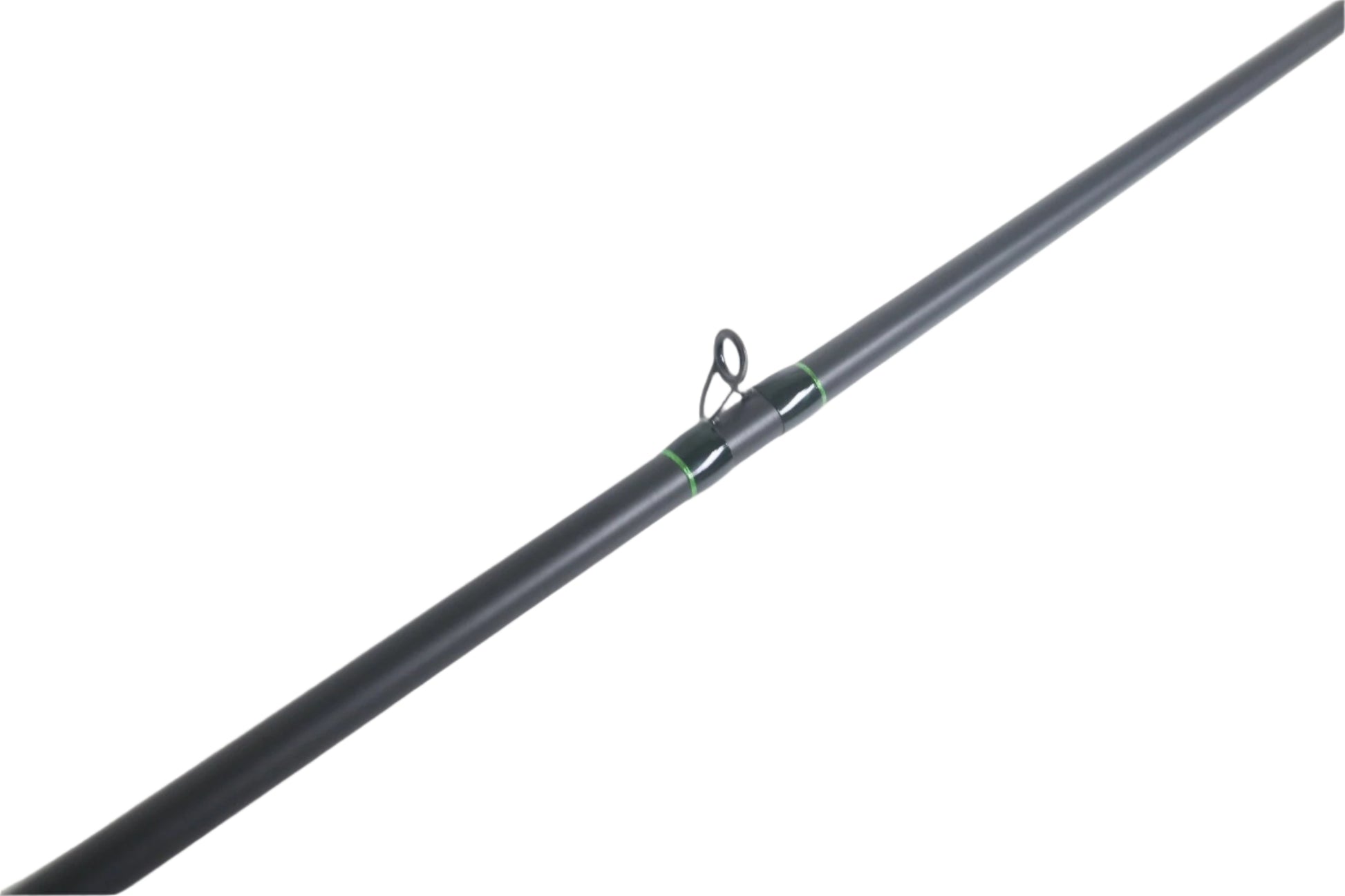 A close-up of a G. Loomis IMX-Pro 966C SWBR Used Casting Rod in excellent condition, featuring black finish, single line guide, and green accents against a white background.