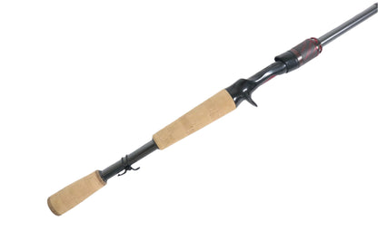Looking to upgrade? The Daiwa Steez AGS STAGS691MFB Casting Rod features a cork handle, exposed reel seat with a red accent, and trigger grip. Displayed diagonally on a white backdrop, it's ideal for our Rod and Reel Trade-In Program.