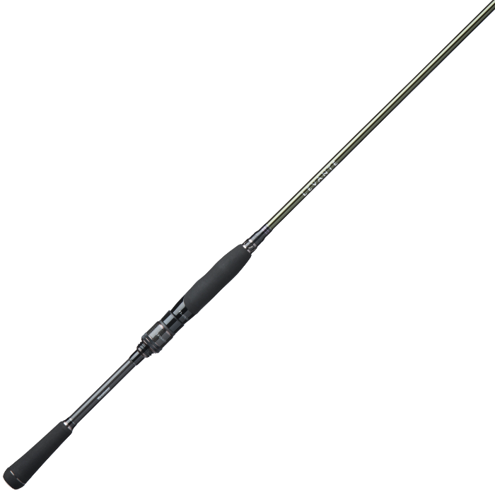 The Megabass Levante "Shakyhead" 7'0" Medium Light Spinning Rod features a black foam handle, metal reel seat, and slender tapered blank—perfect as your go-to rod for finesse techniques.