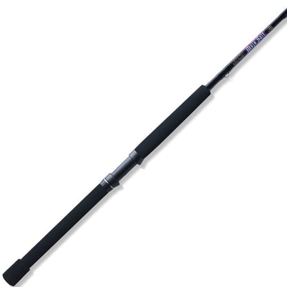 The St. Croix Mojo Salt 8'0" Medium Spinning Rod (MSWS80MF) is shown diagonally on a white background with "Tough Salt" near the upper handle, highlighting its durability as an ideal boat rod.