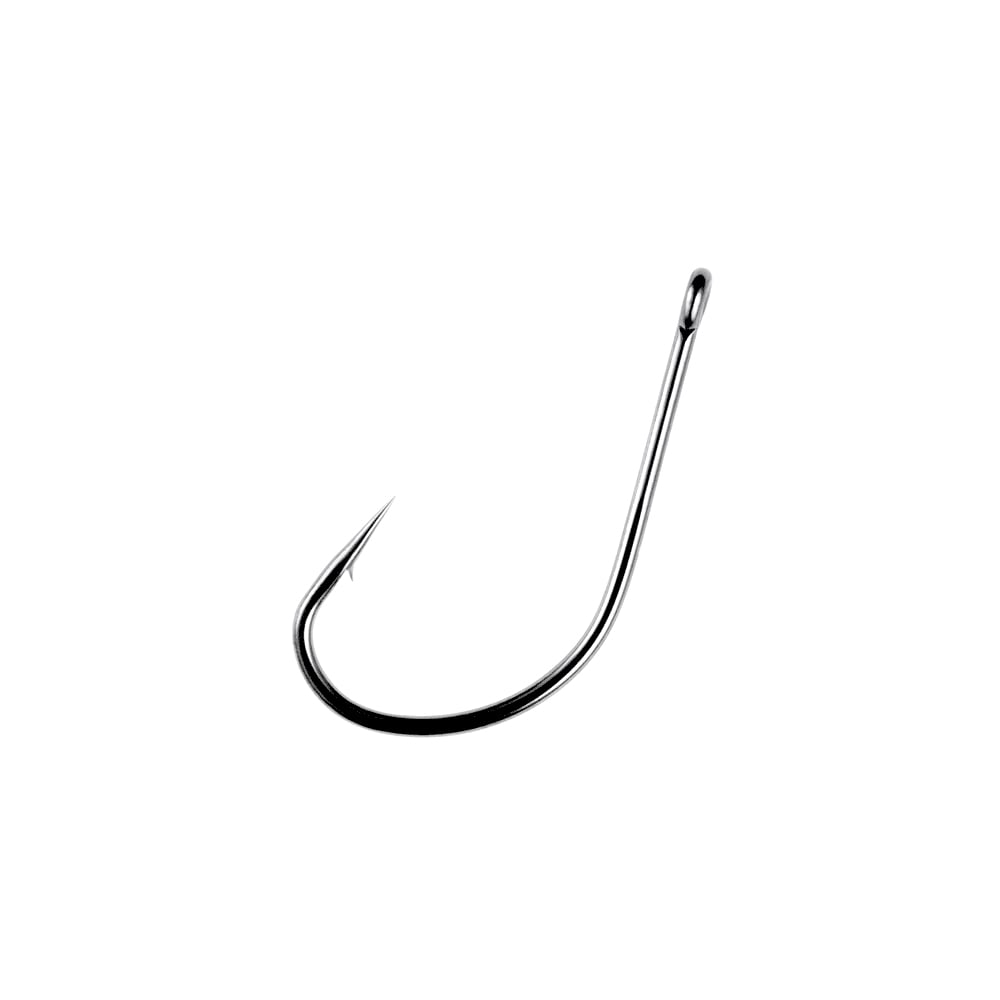 A single silver Owner Sniper Finesse Neko Hook by Owner, featuring a sharp curved Super Needle Point and an eyelet at the top, is displayed on a plain white background.