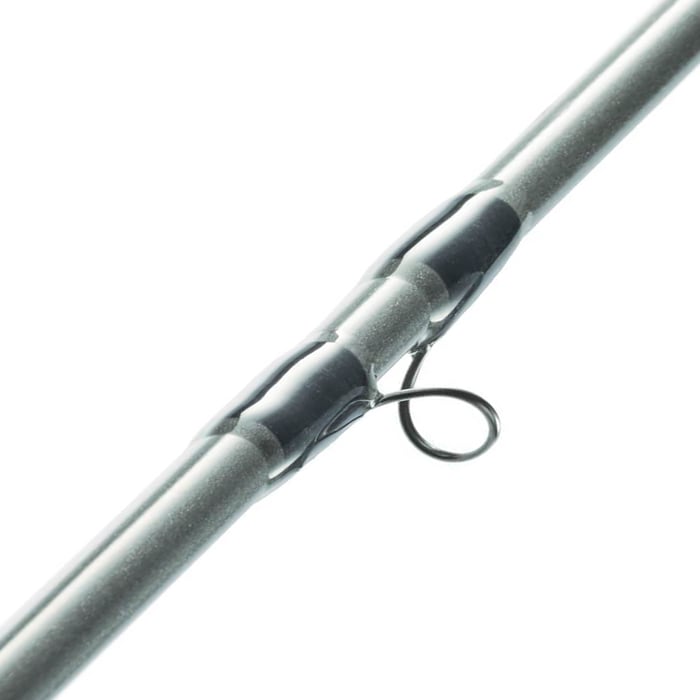 Close-up of the St. Croix High Stick Drifter 10'0" 4wt Fly Rod (HSD1004.4), showcasing a metal line guide—ideal for trout fishing enthusiasts.