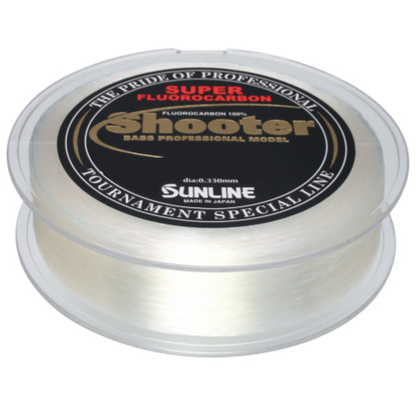The Sunline Shooter Fluorocarbon Line, crafted by Sunline for heavy cover fishing, offers professional-grade quality. Made from superior fluorocarbon with outstanding abrasion resistance, the clear spool is adorned with striking black and red labels.