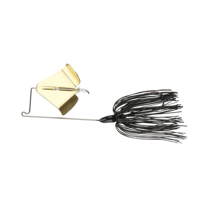 The Accent Jacob Wheeler Finesse Buzzbait by Accent features a metal wire frame, gold rotating blade, and a black rubber skirt—perfect for attracting fish.