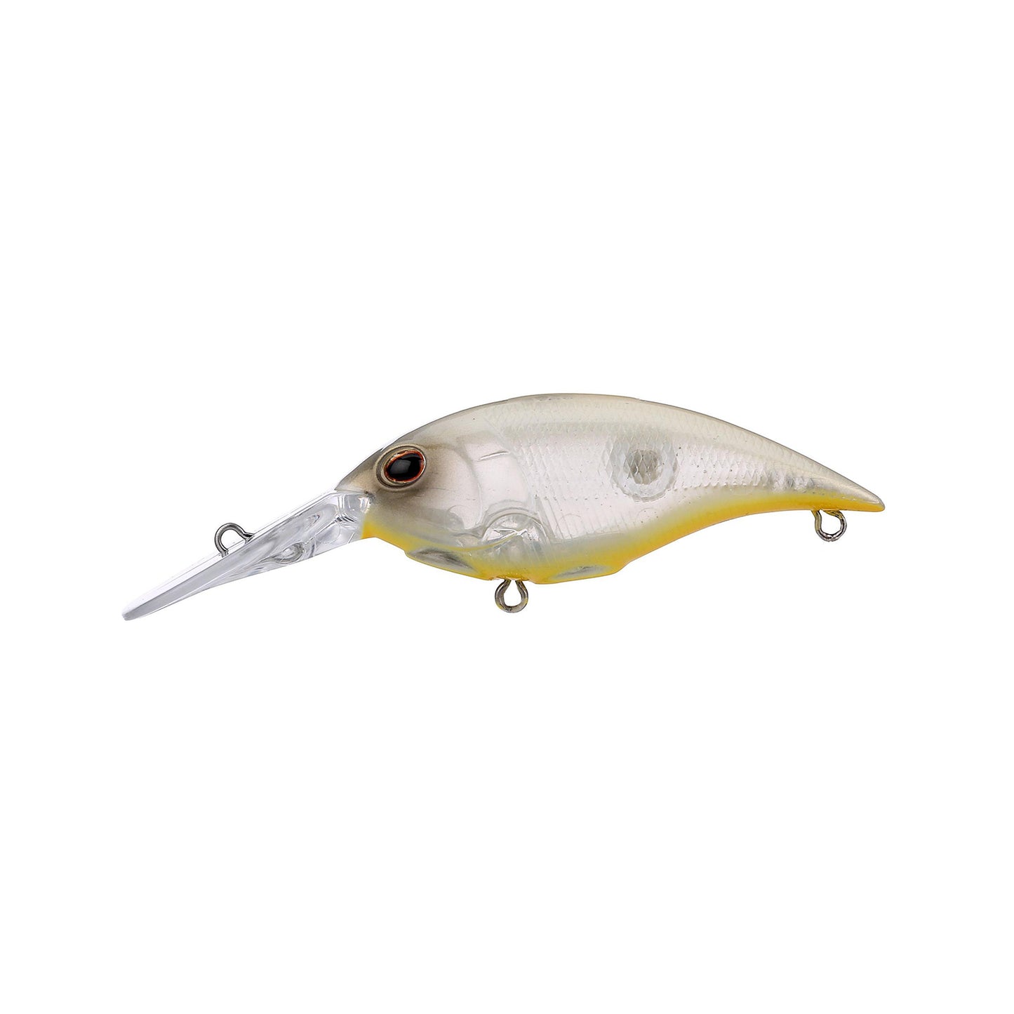 The Berkley Money Badger Crankbaits by Berkley feature a lifelike small fish shape, translucent body, yellow belly, large eye, and long clear plastic lip—perfect for trolling walleye or as crankbaits for bass.