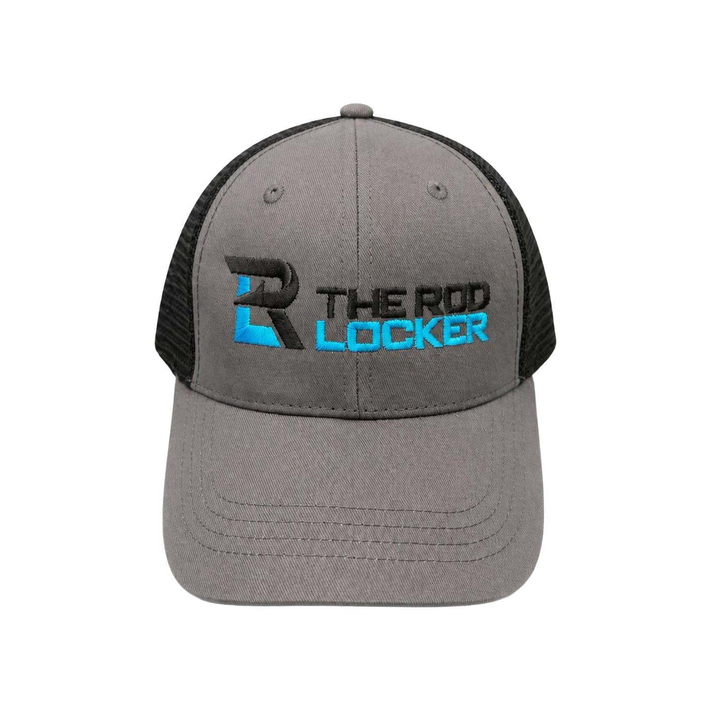 The Rod Locker Block Logo Snapback Hat Dark Grey Black Mesh