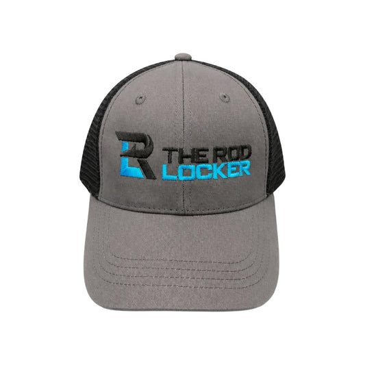 The Rod Locker Block Logo Snapback Hat Dark Grey Black Mesh