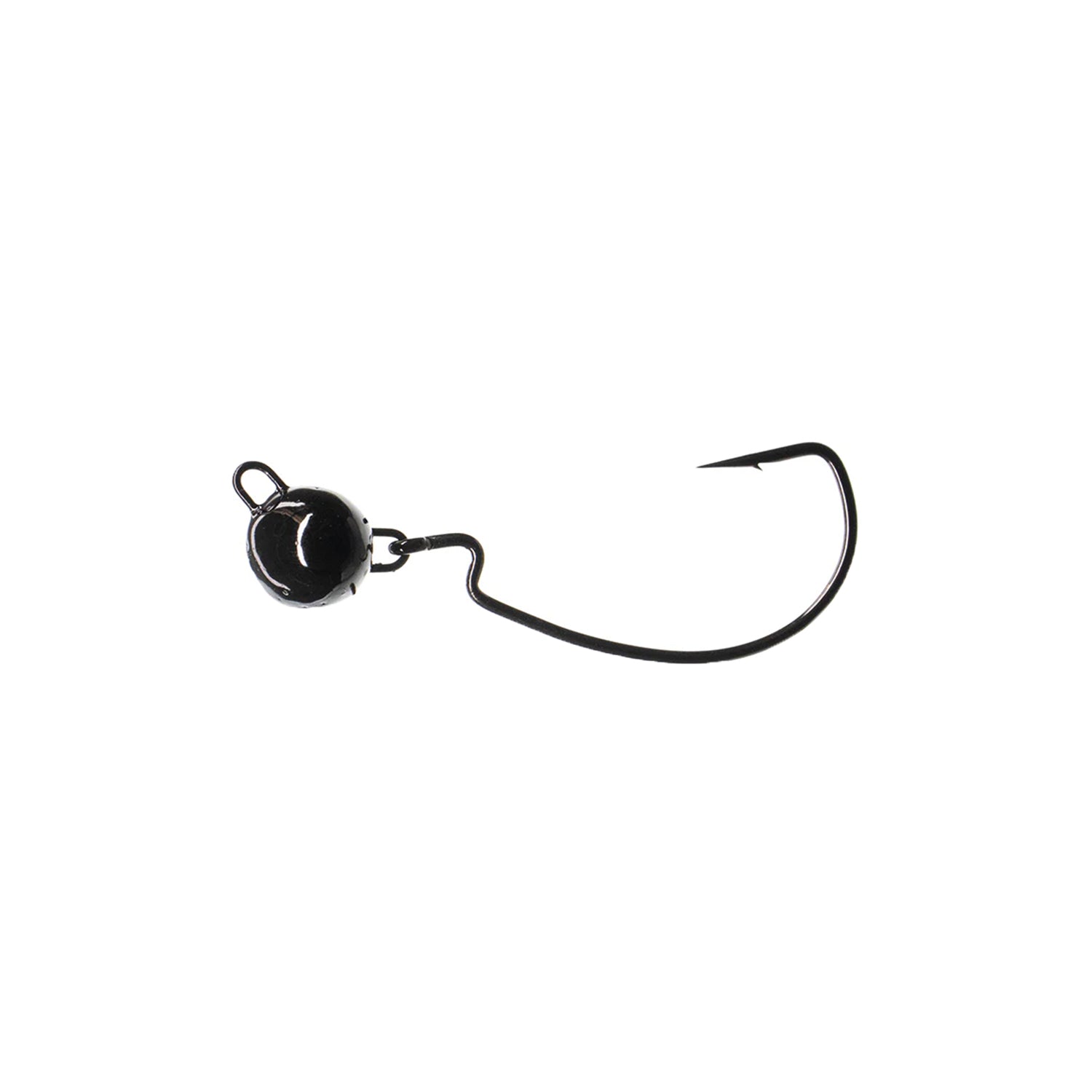 A single Dirty Jigs Pivot Point Football Jig by Dirty Jigs, black in color with a rounded, weighted head and eyelet for natural bait presentation, isolated on a white background.