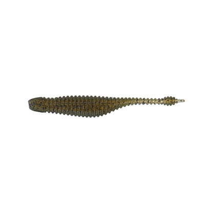 The Great Lakes Finesse Drop Minnow Micro 2.25" (8pk) is a brown, ribbed soft plastic lure with a slender, tapered body, designed for finesse fishing or use as a drop shot bait. Brand: Great Lakes Finesse. Shown on a white background.