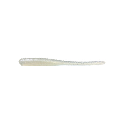 The Great Lakes Finesse Drop Worm 4" 8pk is a translucent, soft plastic lure with neutral buoyancy, ribbed texture, and a tapered shape—ideal for dropshot fishing.