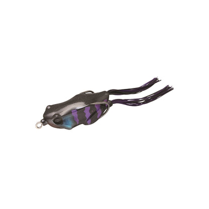 The Jackall Kaera Frog by Jackall is a realistic hollow body frog lure with a black body, purple and blue accents, and long black rubber legs—perfect for anglers seeking lifelike action.