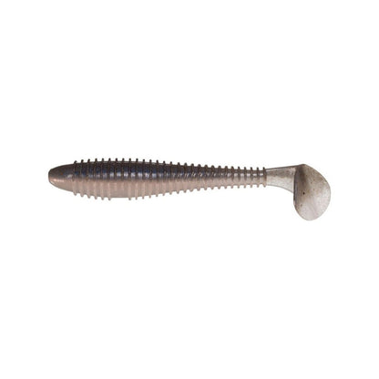 The Keitech Swing Impact Fat Swimbait 3.8" 6pk is a soft plastic lure by Keitech featuring a ribbed body and paddle tail, shown against a crisp white background.