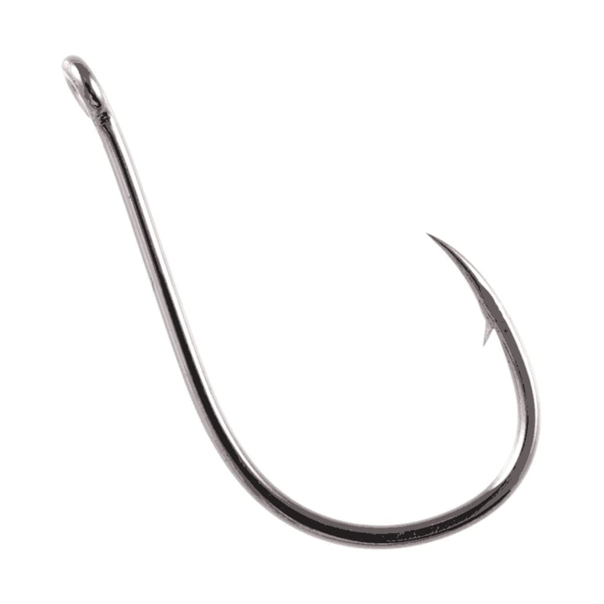 A single Owner Mosquito Hook by Owner, featuring a sharp barb, curved shank, and eye for line attachment—perfect for down shot systems or wacky worming—isolated on a white background.