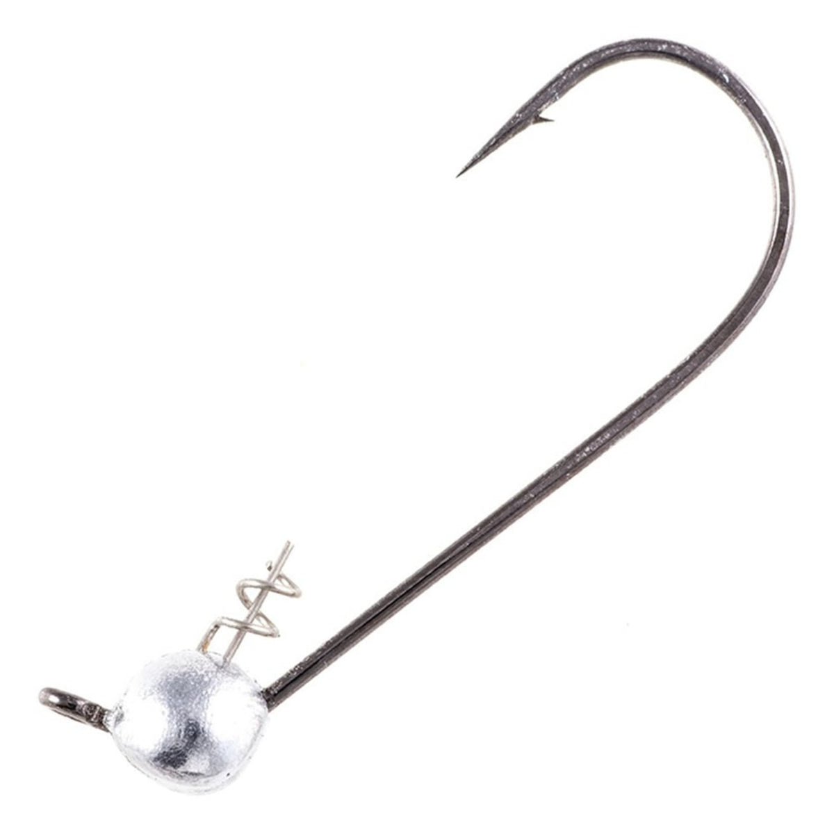 A close-up of a single Owner Shaky Ultrahead by Owner, featuring a round weighted head and TwistLOCK screw to secure soft plastic bait—perfect for weedless Texas Rigging and finesse baits.