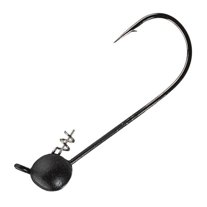 The Owner Shaky Ultraheads by Owner feature a weighted, oval head in black, a built-in spiral TwistLOCK bait holder, and are perfect for finesse baits or weedless-style Texas Rig'n techniques.