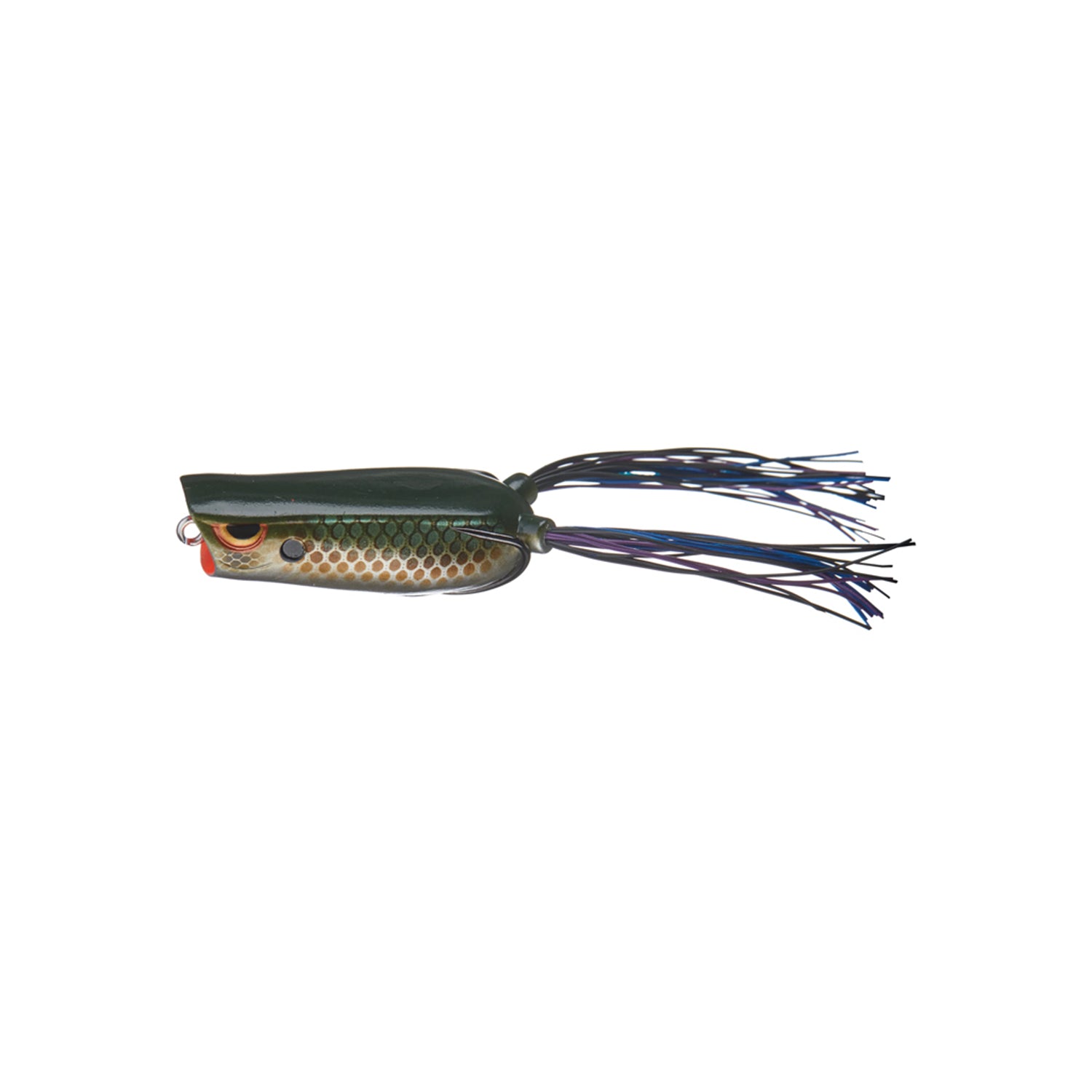 The SPRO Bronzeye Pop 60 is a green and beige frog-shaped bass fishing lure with a textured body, red eyes, long dark rubber tails, and a sharp Gamakatsu double hook for excellent hooking power.