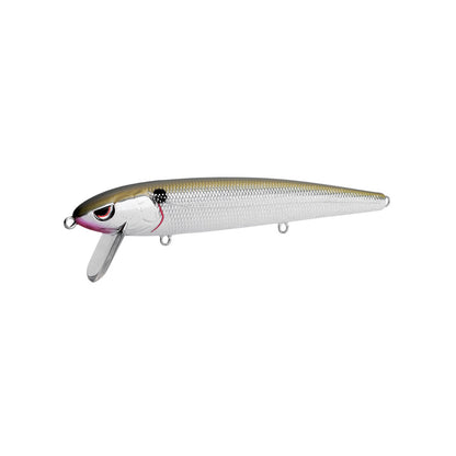 The SPRO Essential Series Zero Minnow Wakebait is a silver and gold fish-shaped lure with a shiny, textured body, small fin-like lip, and attachment rings—perfect for bass fishing.