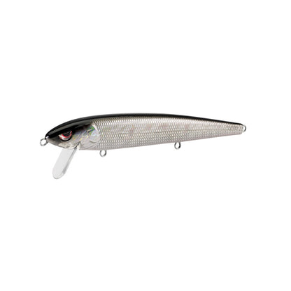 The SPRO Essential Series Zero Minnow Wakebait is a silver and black lure with a textured body, plastic lip, and two attachment rings, designed to mimic a small fish—ideal for bass fishing.