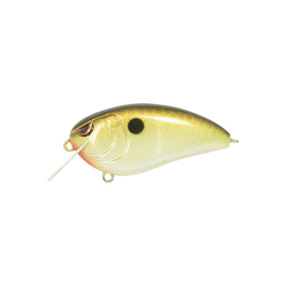 A gold and white SPRO Fat John 60 crankbait, shaped like a fish with a black dot near the eye, Gamakatsu treble hooks, and a clear plastic lip, shown isolated on a white background.