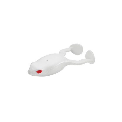 The SPRO Flappin Frog 65, a white topwater frog lure with red eyes, flat rounded legs, and a weedless hook, is displayed against a plain white background.