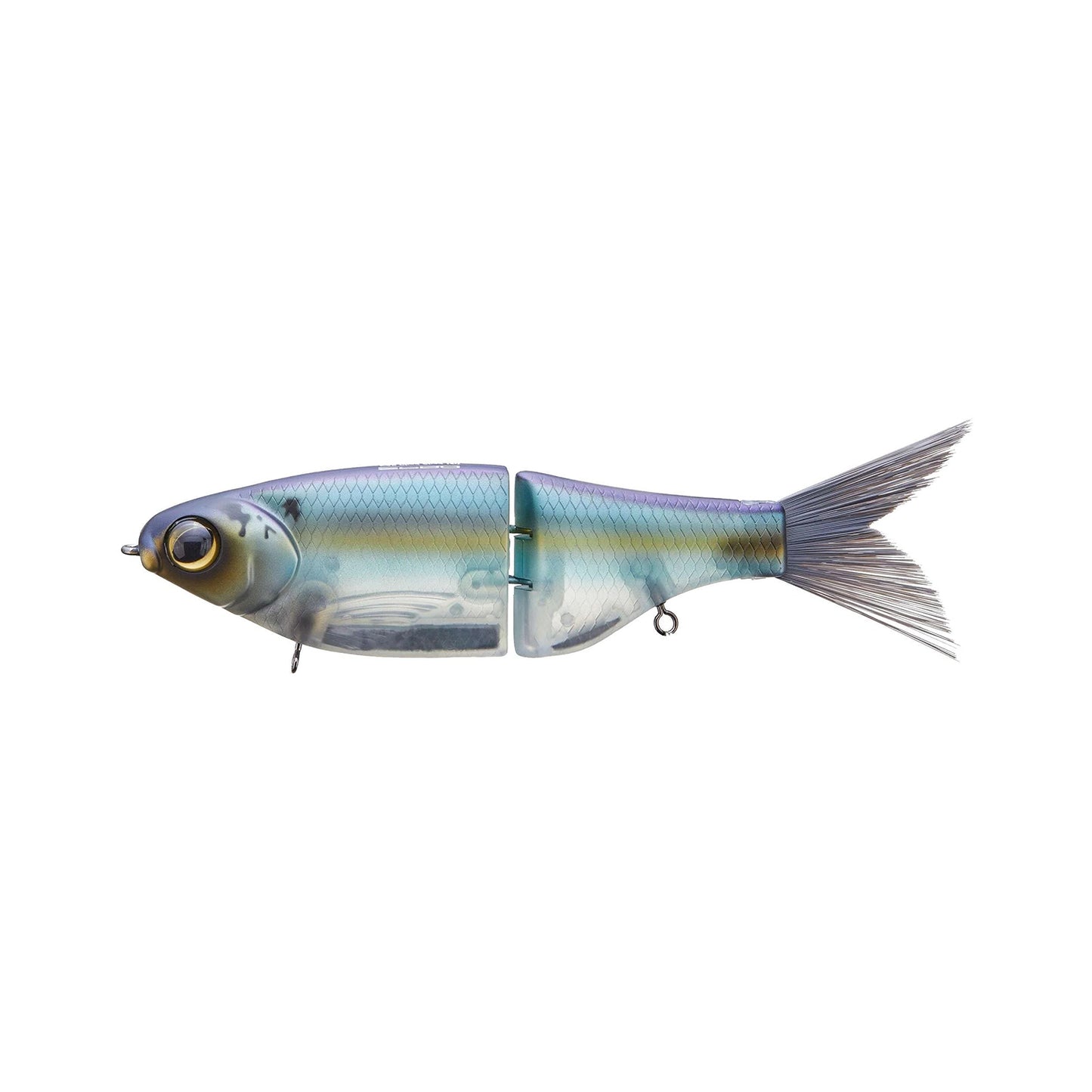 The SPRO KGB Chad Shad 180 Swimbait features a realistic, jointed fish design with a blue-green back, silver sides, detailed eye, and lifelike tail for enhanced swimming action.