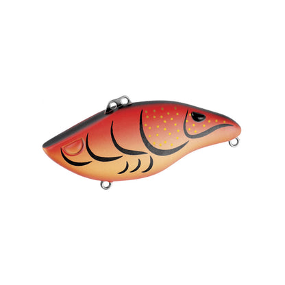 The SPRO Wameku Shad 80 Lipless Crankbait features a fish-shaped design with red, orange, and yellow gradient colors, black markings, and two attachment loops—perfect for bass fishing.