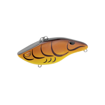The SPRO Wameku Shad 60 Lipless Crankbait is a brown and yellow fish-shaped lure with painted scales, an eye design, metallic top hook attachment, and line rings—ideal for bass fishing.