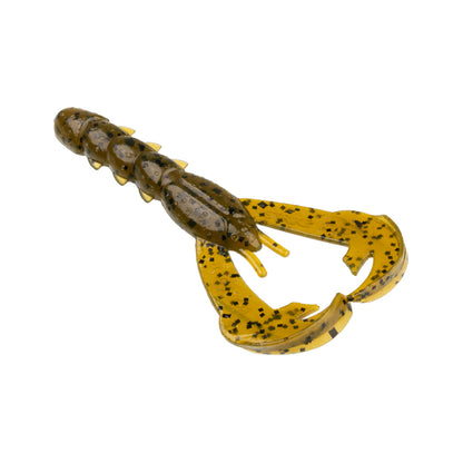 The Strike King Baby Rage Craw 3" 9pk is a soft plastic fishing lure with two large claws and a segmented body, ideal as a craw bait or jig trailer. This lure is crafted by Strike King for realistic action in the water.