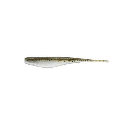 The Strike King Z-Too Soft Jerkbait 7" 4pk features a slender, fish-shaped, translucent gray lure with dark back spots—perfect for bass fishing—displayed on a white background.
