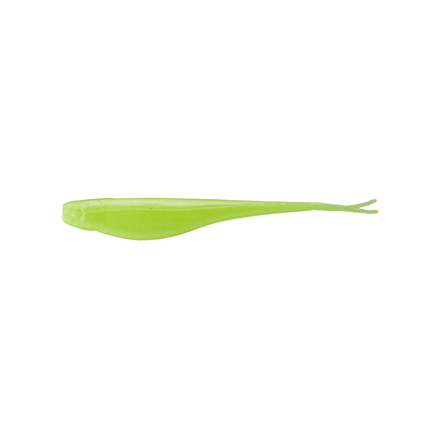 The Strike King Z-Too Soft Jerkbait 3.5" 5pk, shown in green with a slender minnow shape and split tail, is perfect for dropshot rigs. This soft jerkbait fishing lure is from Strike King, displayed on a white background.