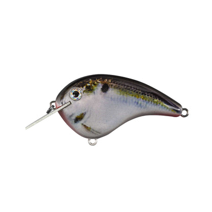The Strike King Chick Magnet Flatside Crankbait is a realistic, fish-shaped lure with a silver-gray body, large reflective eye, small metal diving lip, and front/bottom attachment loops. Modeled after the original Chick Magnet.