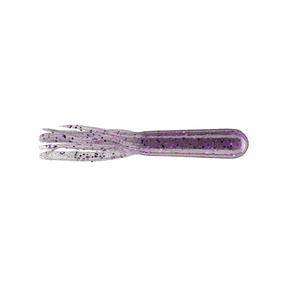 The Secret Lures Stupid Tube 4" by Secret Lures is a soft plastic, crawfish-shaped lure with a chunky body, multiple appendages, and translucent purple with black speckles—ideal for anglers targeting big bites. Comes in an 8-pack.
