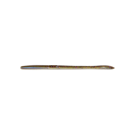 A single Xzone Lures Deception Worm 6" soft plastic lure, brown and segmented with a tapered end, shown on a white background—perfect for bass anglers and fans of Xzone Lures. Comes in a 12 pack.