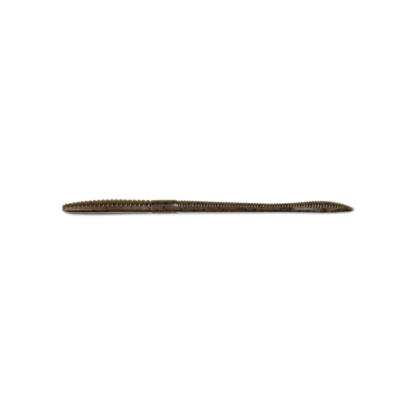 The Xzone Lures Deception Worm 6" 12pk, a brown ribbed soft plastic by Xzone Lures, is displayed horizontally on a white background—perfect for bass fishing fans.