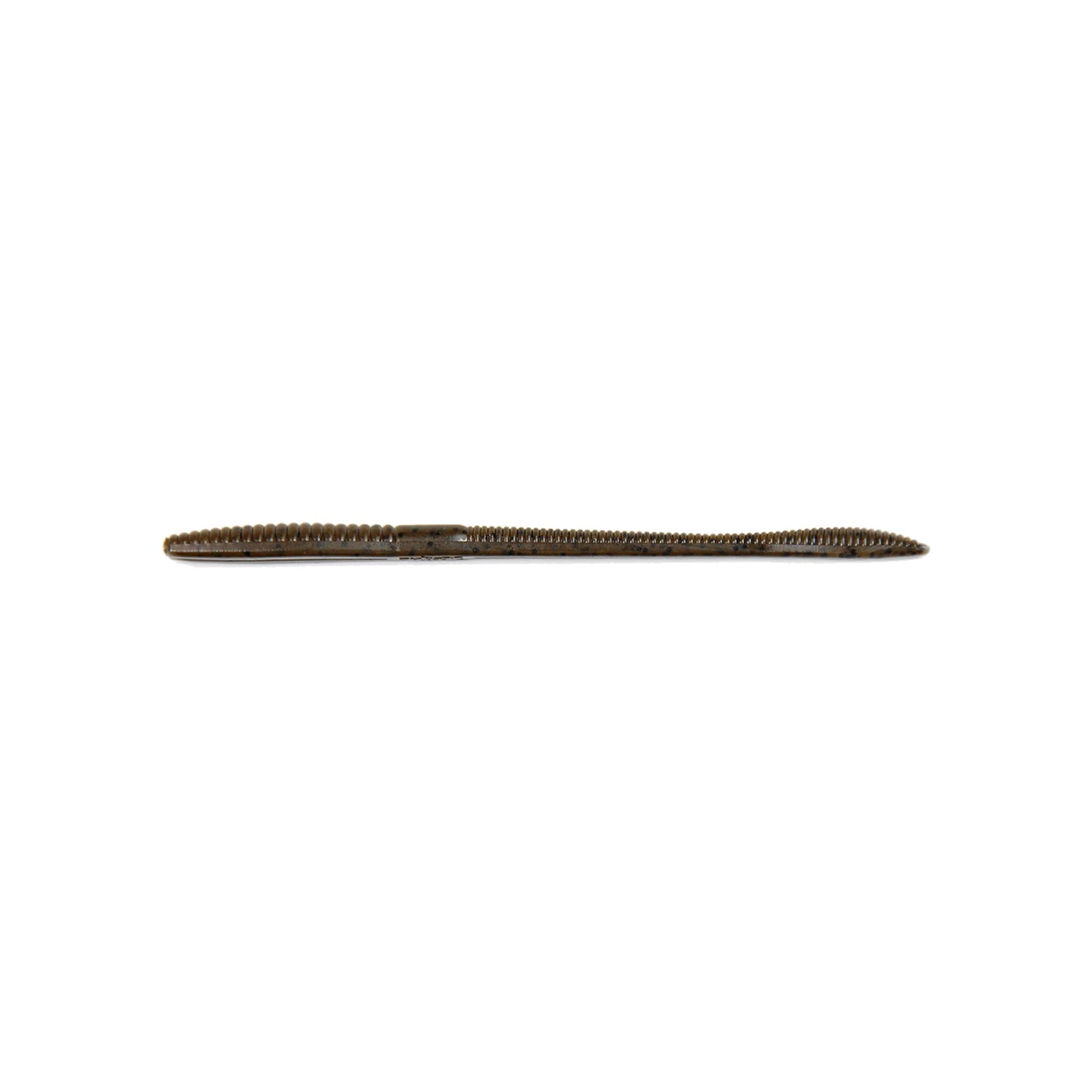 The Xzone Lures Deception Worm 6" 12pk, a brown ribbed soft plastic by Xzone Lures, is displayed horizontally on a white background—perfect for bass fishing fans.