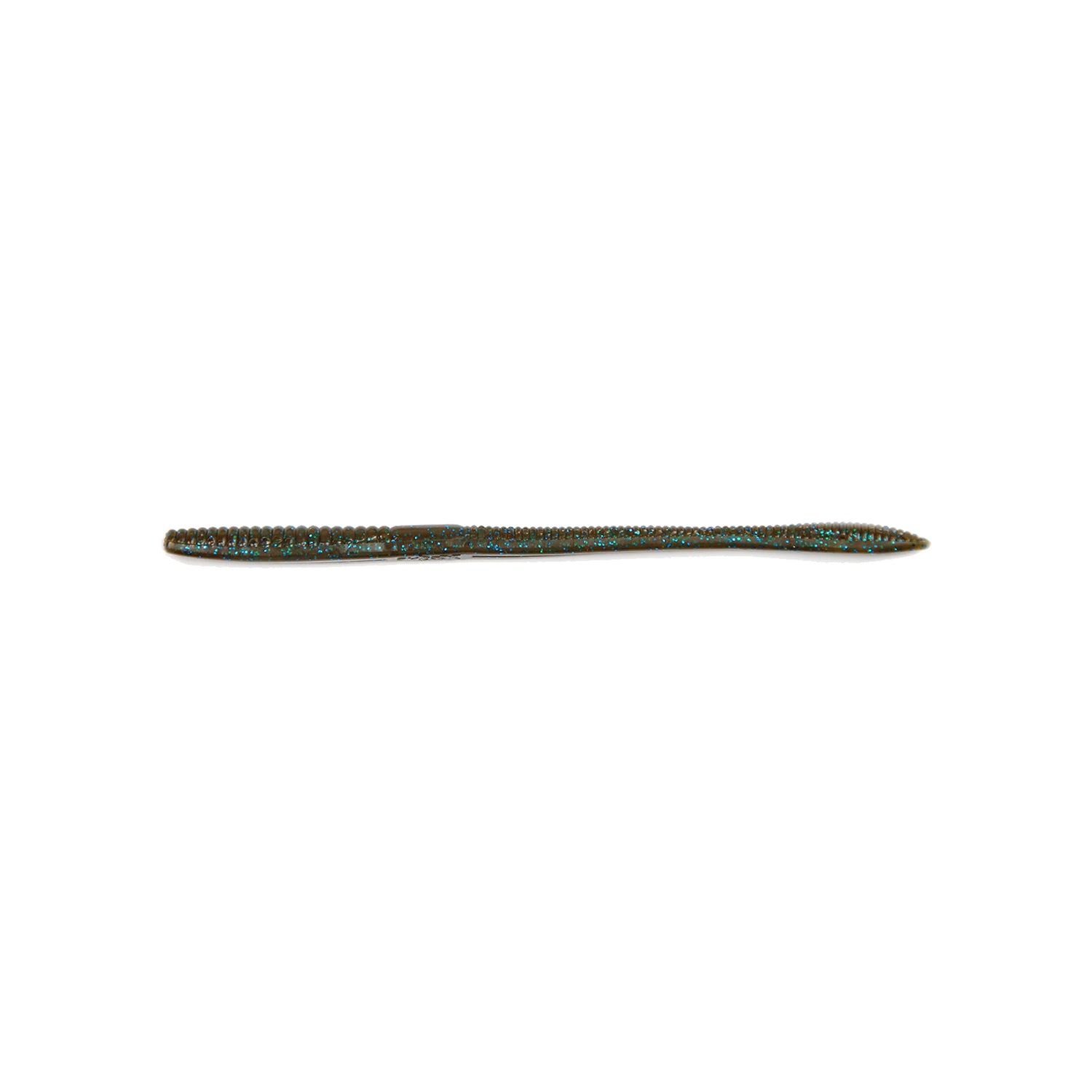 The Xzone Lures Deception Worm 6" 12pk by Xzone Lures is a brown, segmented soft plastic bait with a tapered end, perfect for bass fishing and shown horizontally on a white background.